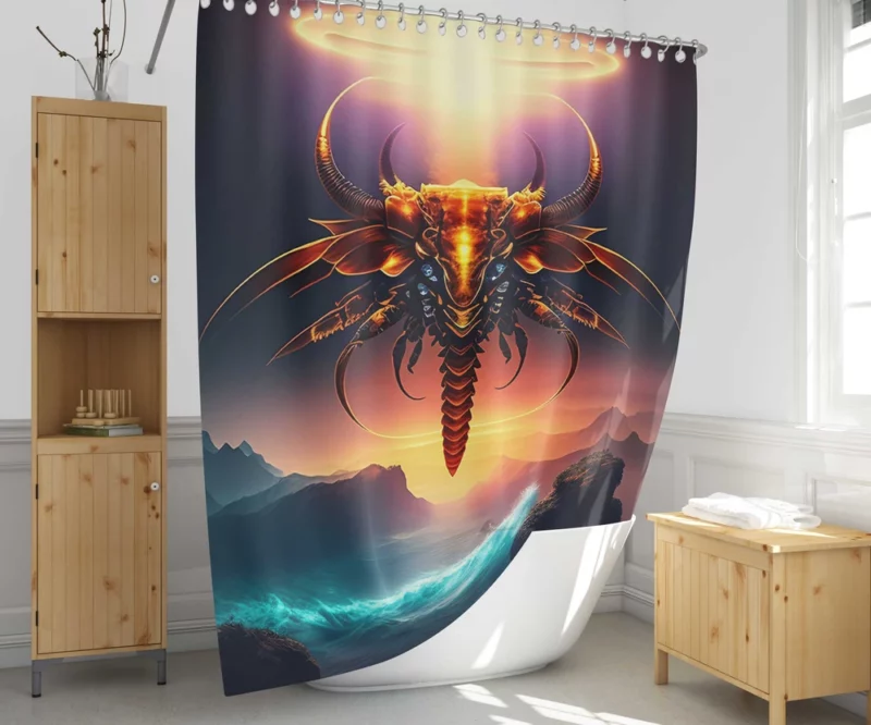 Dragon With Halo Painting Shower Curtain 1