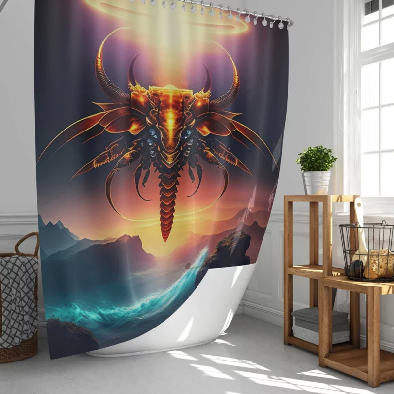 Dragon With Halo Painting Shower Curtain