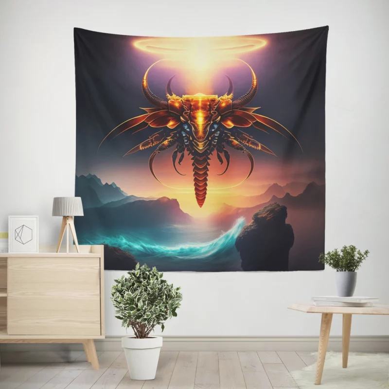 Dragon With Halo Painting Wall Tapestry