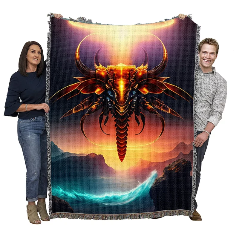 Dragon With Halo Painting Woven Blanket