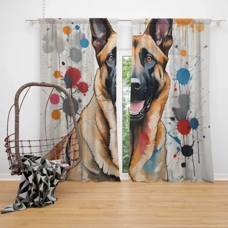 Dynamic Belgian Malinois Dog Canine Athlete Curtain