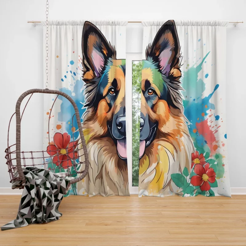 Dynamic Belgian Tervuren Dog Partner Curtain