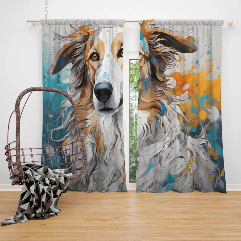 Dynamic Borzoi Dog Performer Curtain