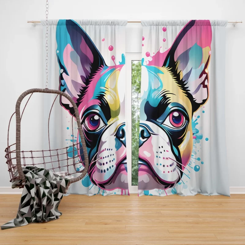 Dynamic Boston Terrier Dog Performer Curtain