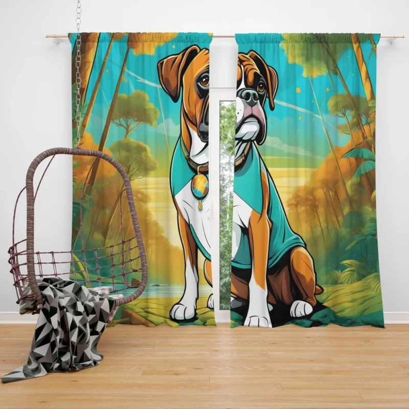 Dynamic Boxer Dog Performer Curtain