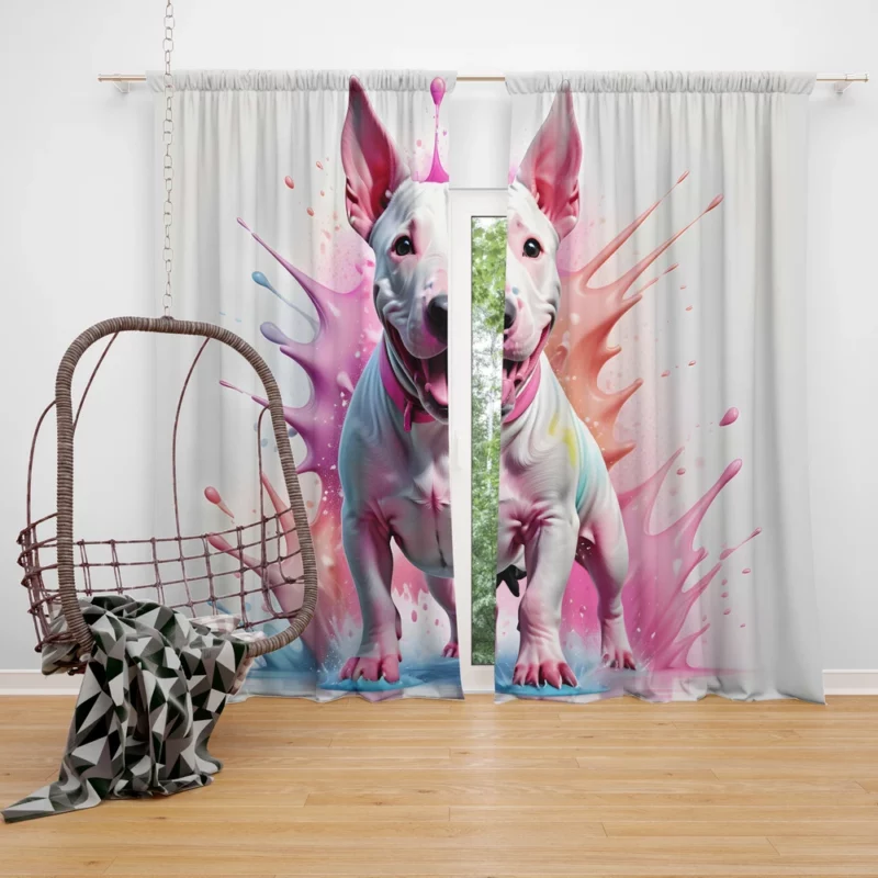 Dynamic Bull Terrier Dog Performer Curtain