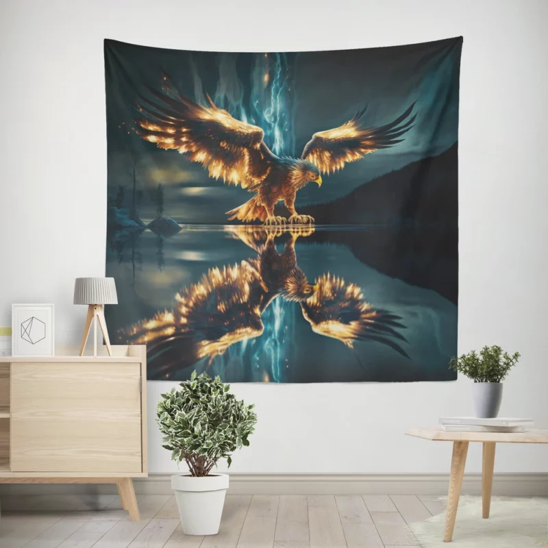 Eagle Digital Artwork Wall Tapestry