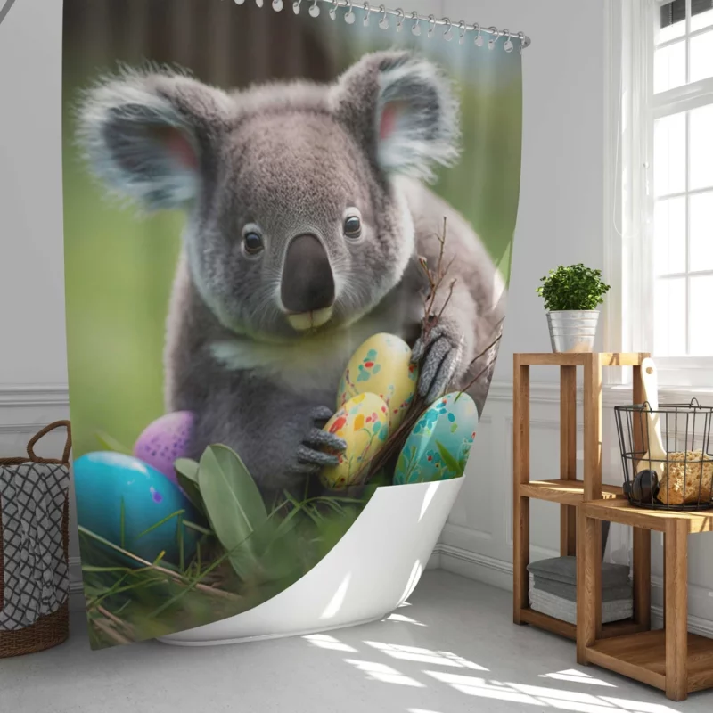 Easter Koala With Eggs Shower Curtain