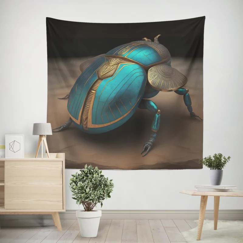 Egyptian Scarab Beetle Art Wall Tapestry