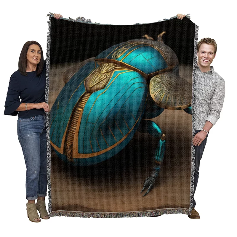 Egyptian Scarab Beetle Art Woven Blanket