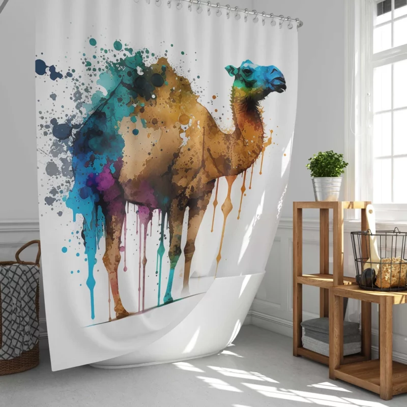 Eid Painting of Camels Shower Curtain