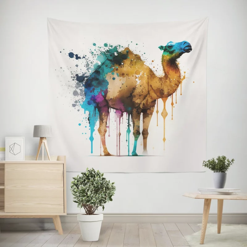 Eid Painting of Camels Wall Tapestry
