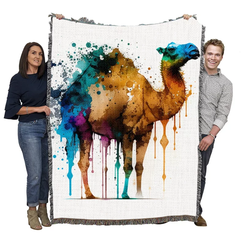 Eid Painting of Camels Woven Blanket