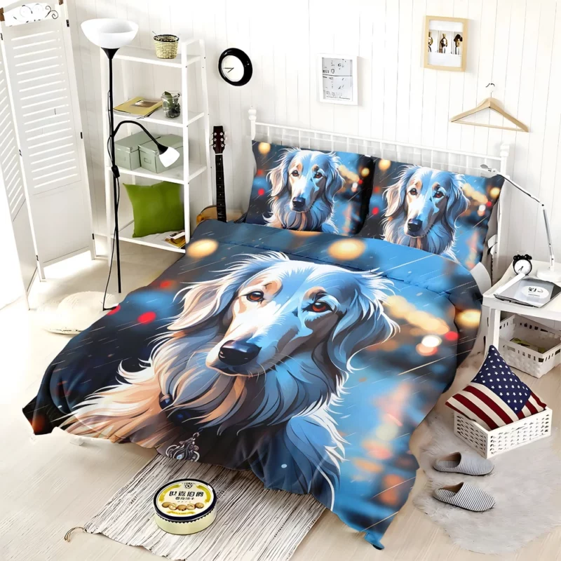 Elegant Borzoi Dog Enthusiast Bedding Set