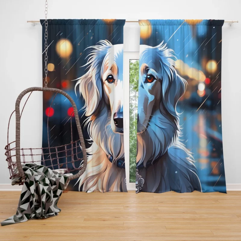 Elegant Borzoi Dog Enthusiast Curtain