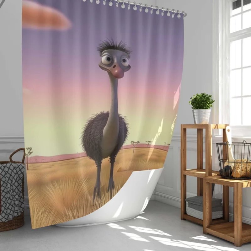 Elegant Emu in Pink Sky Shower Curtain