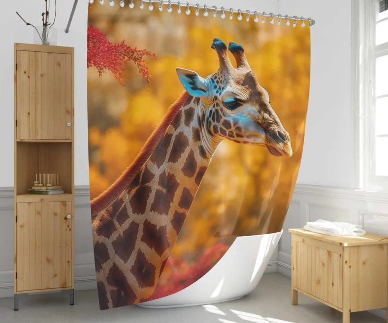 Elegant Giraffe Generated by AI Shower Curtain 1