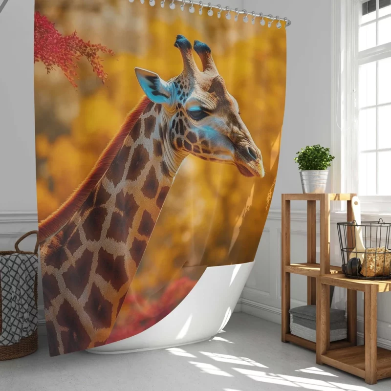 Elegant Giraffe Generated by AI Shower Curtain