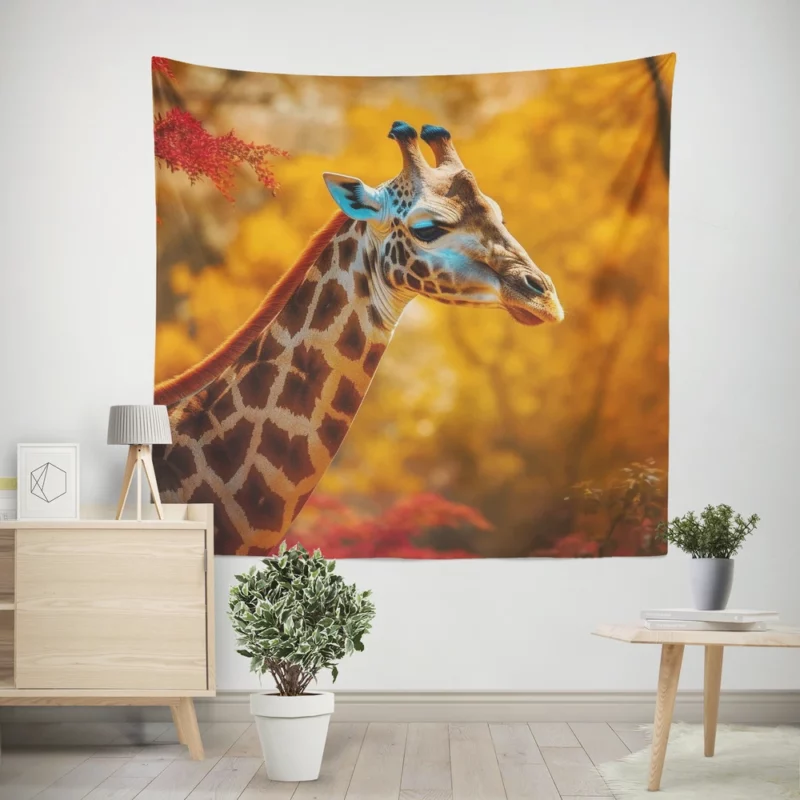 Elegant Giraffe Generated by AI Wall Tapestry