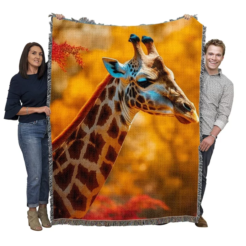 Elegant Giraffe Generated by AI Woven Blanket