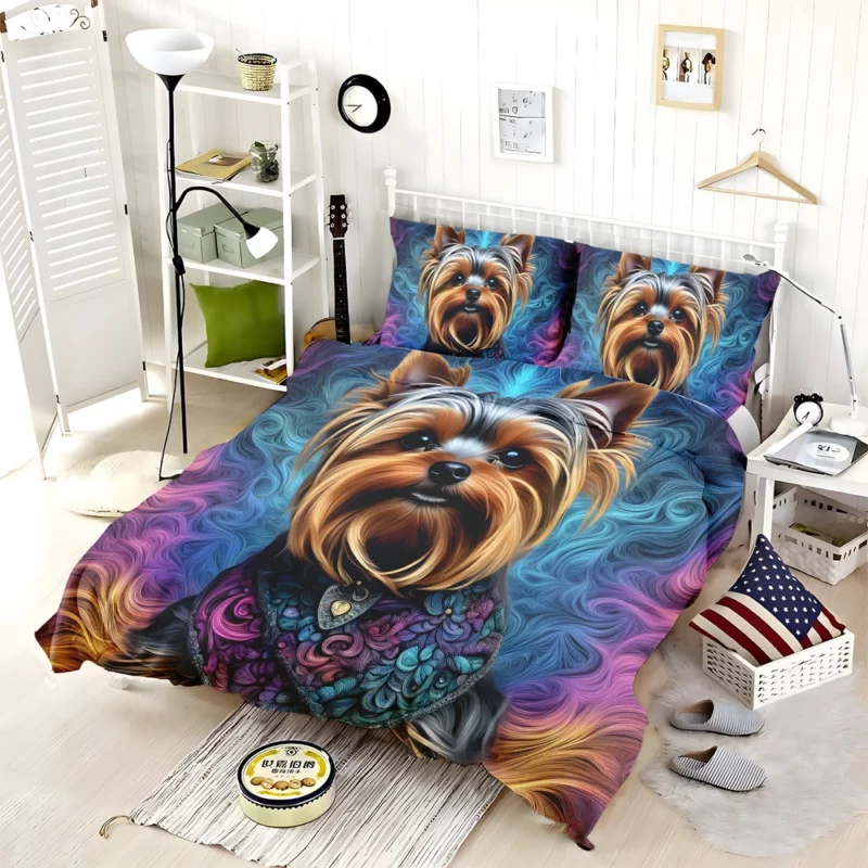 Elegant Joy Playful Yorkshire Terrier Companion Bedding Set