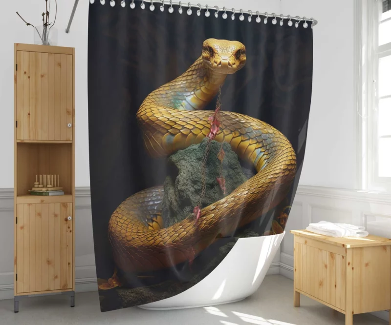 Elegant King Cobra Artwork Shower Curtain 1