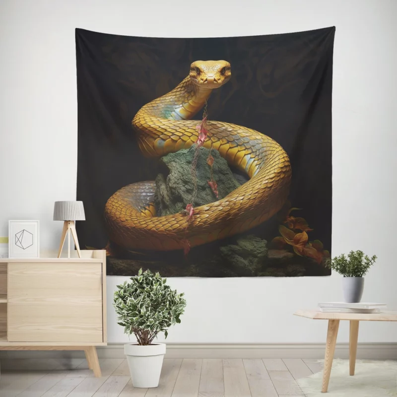 Elegant King Cobra Artwork Wall Tapestry