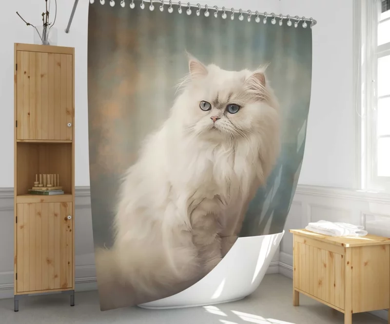 Elegant White Cat Shower Curtain 1