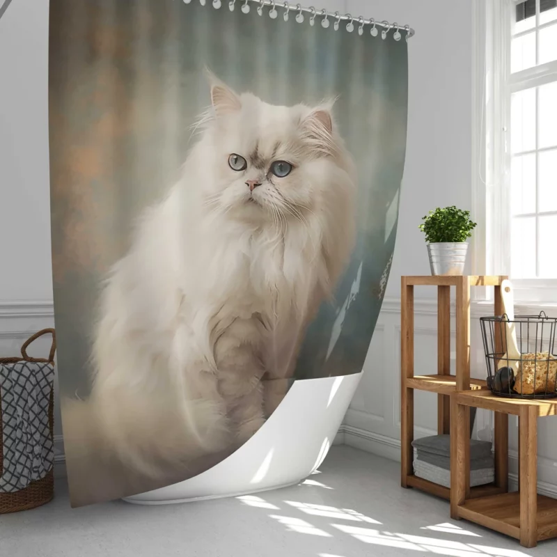 Elegant White Cat Shower Curtain