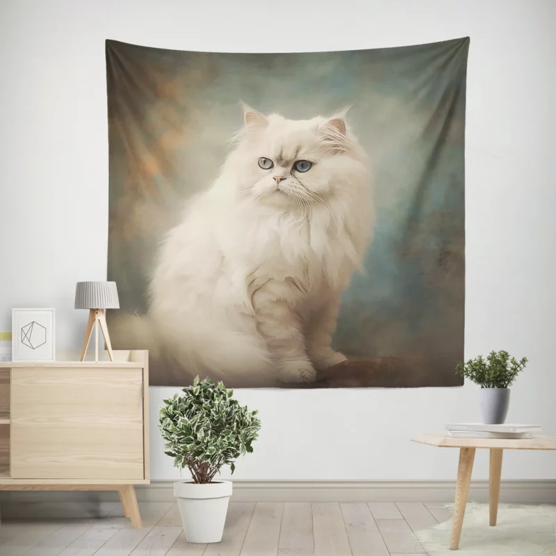 Elegant White Cat Wall Tapestry