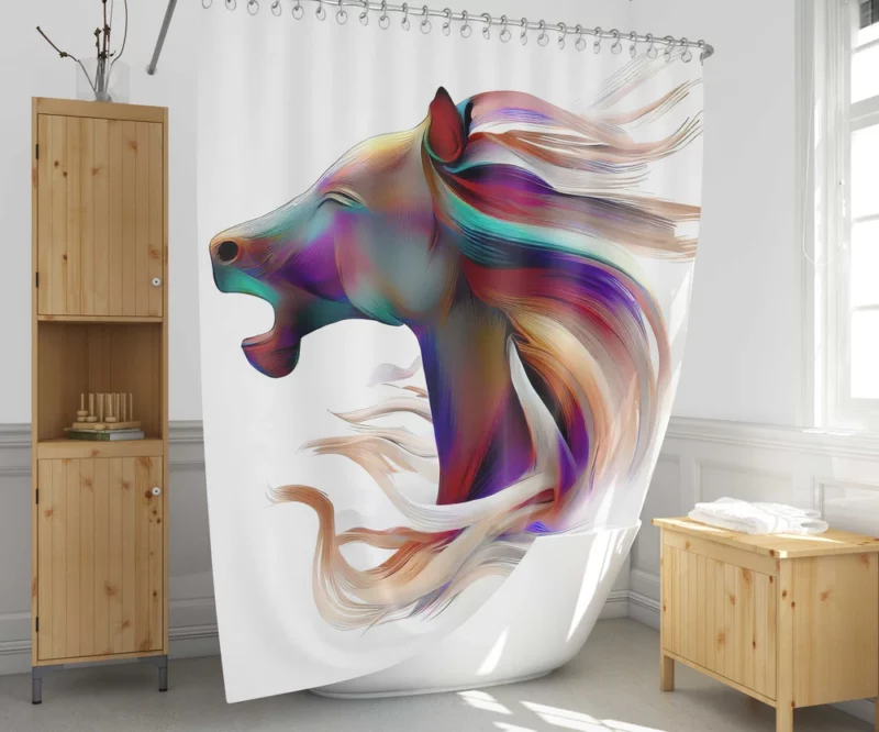 Elegant White Horse Shower Curtain 1