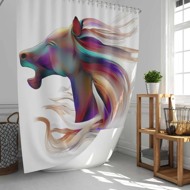 Elegant White Horse Shower Curtain