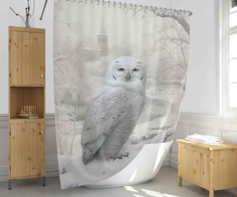 Elegant White Snowy Owl Shower Curtain 1