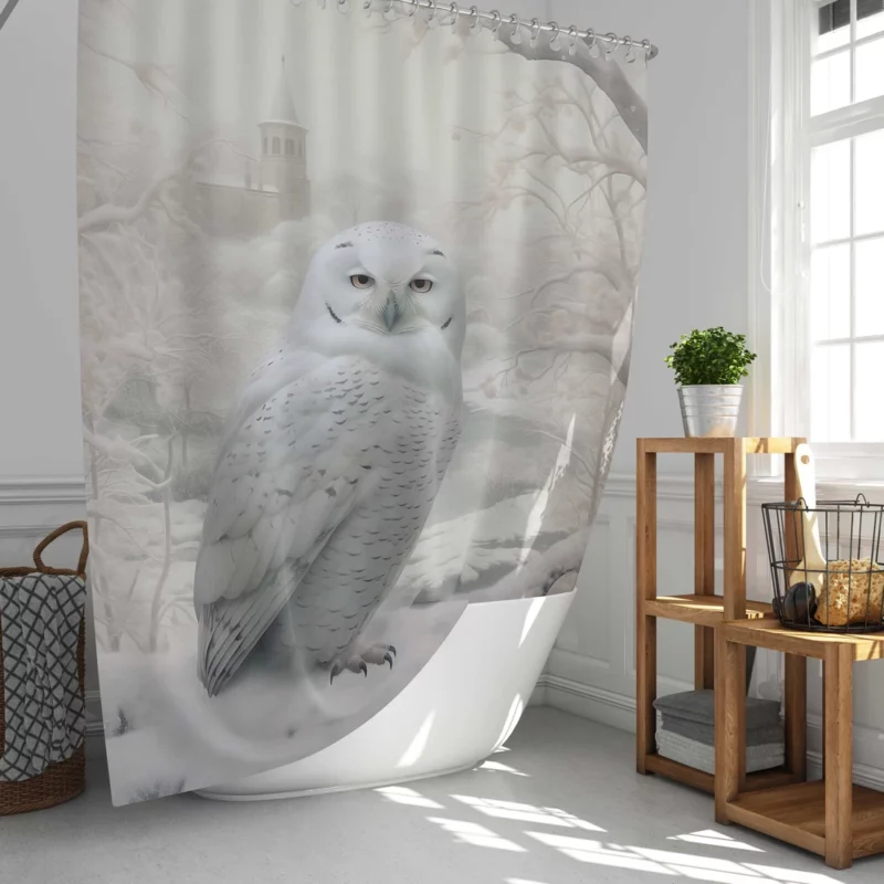 Elegant White Snowy Owl Shower Curtain