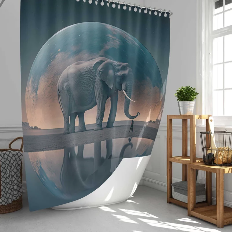 Elephant Art With Bending Reality Shower Curtain