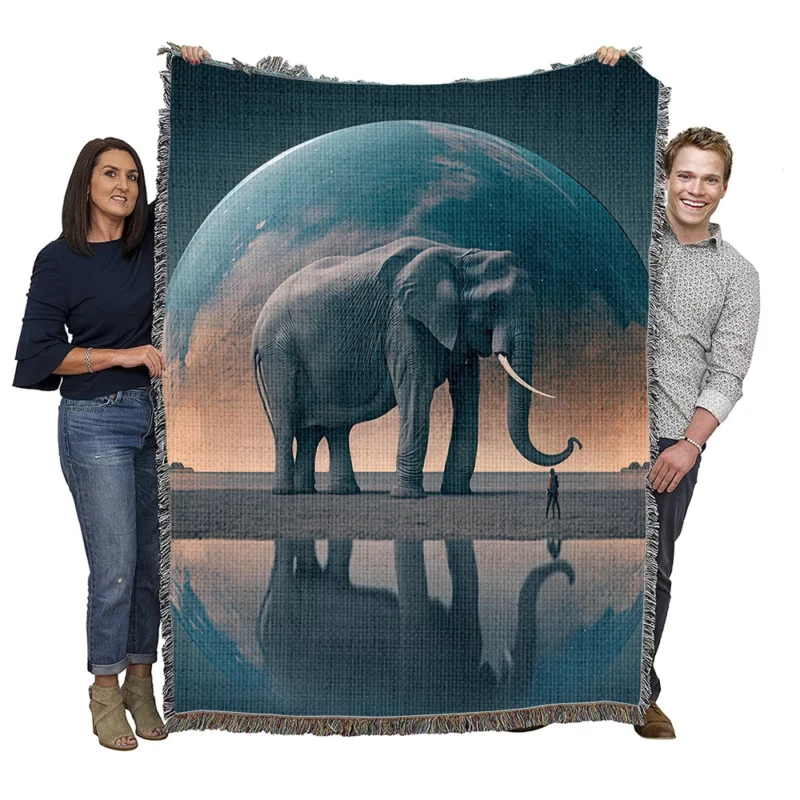 Elephant Art With Bending Reality Woven Blanket