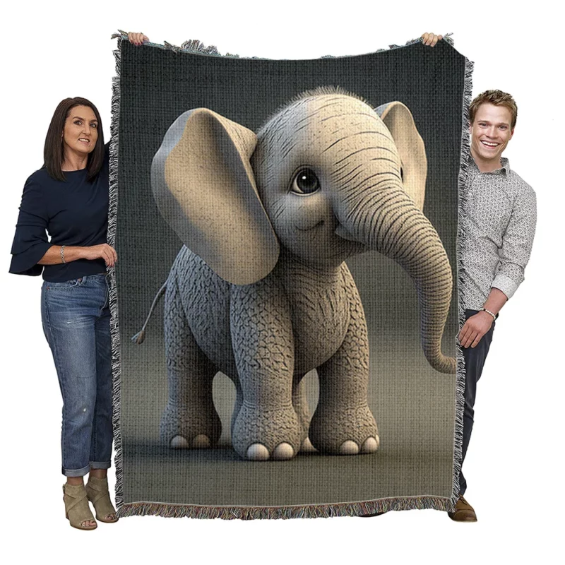 Elephant With Large Earrings Woven Blanket