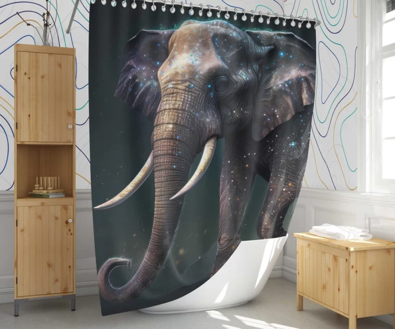 Elephant With Star Accents Shower Curtain 1