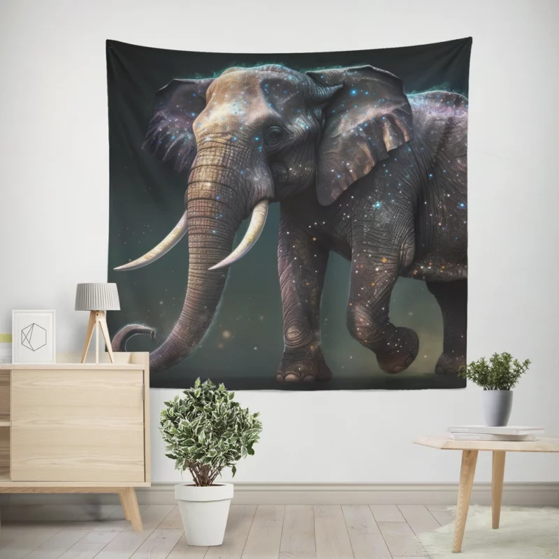 Elephant With Star Accents Wall Tapestry