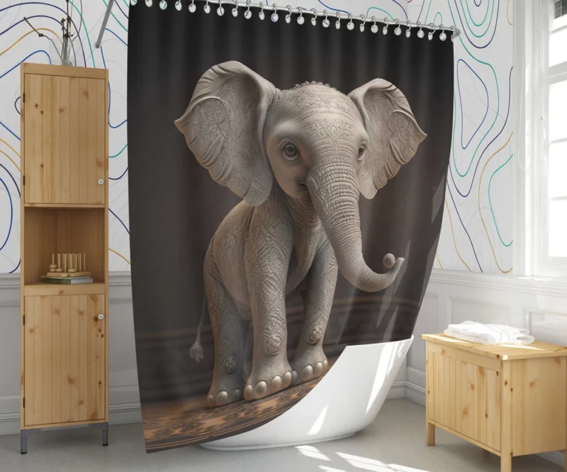 Elephant With a Big Nose Shower Curtain 1