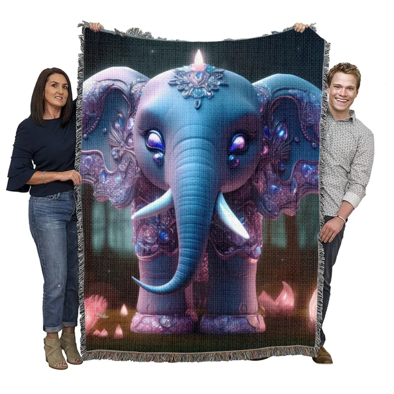 Elephant in the Dark Forest Woven Blanket