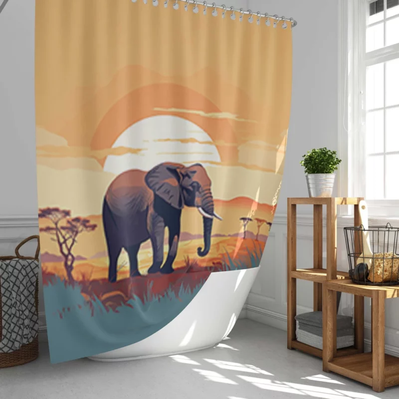 Elephant in the Savanna Shower Curtain