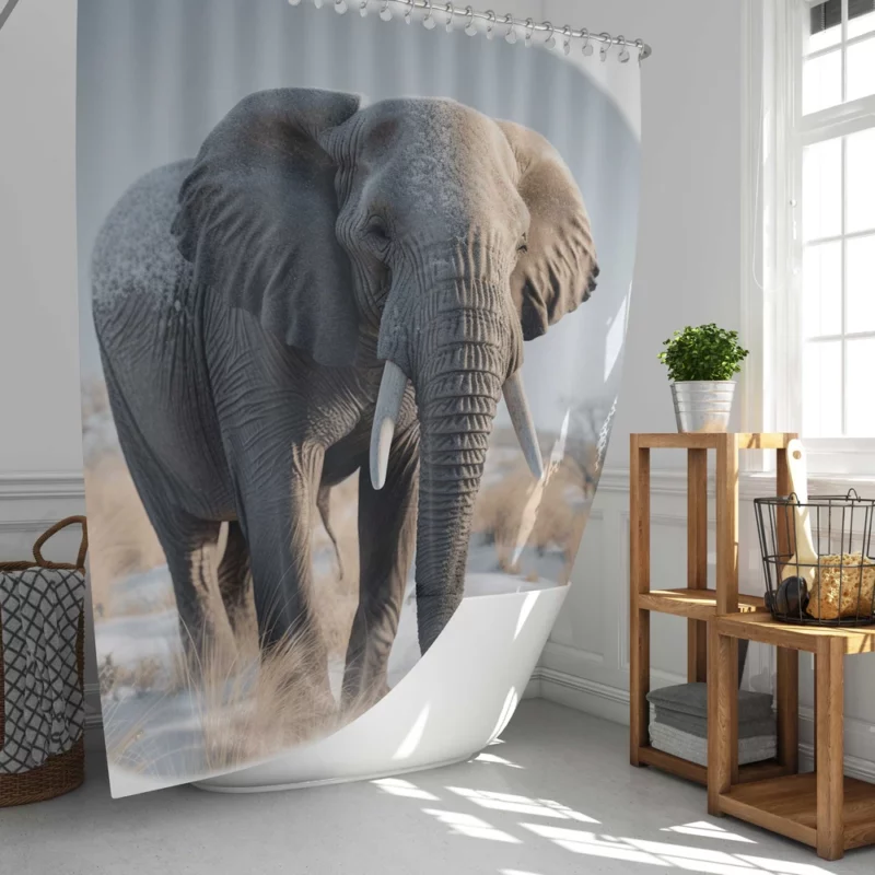 Elephant with Snowy Tusks Shower Curtain
