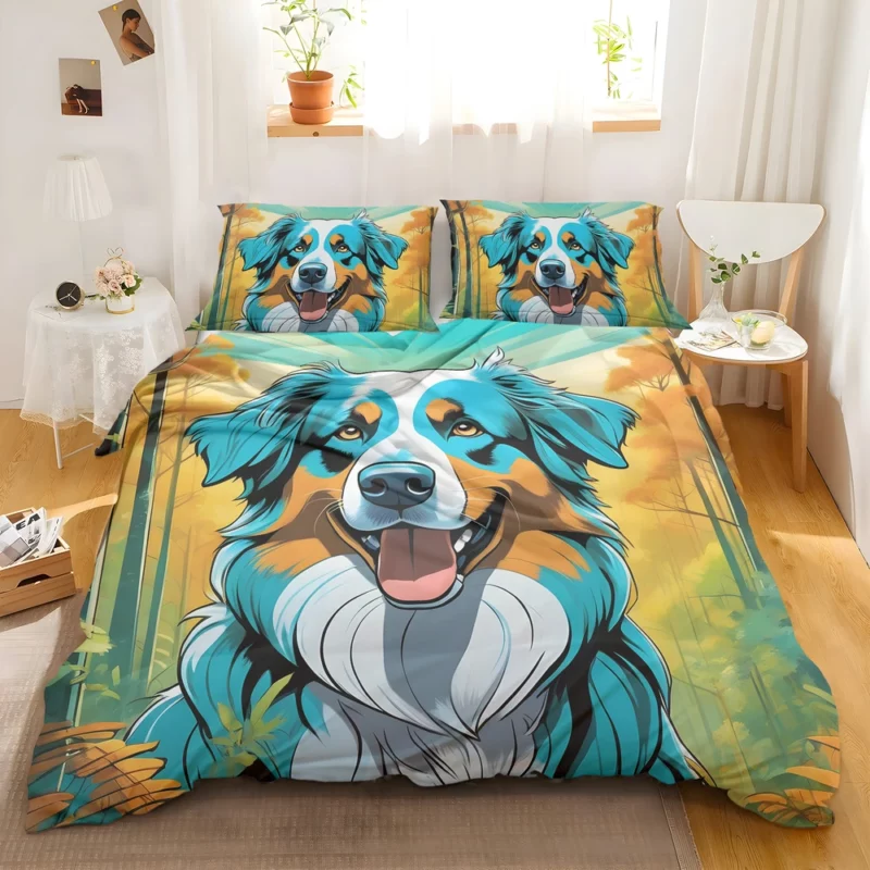 Energetic Australian Shepherd Dog Canine Athlete Bedding Set 2