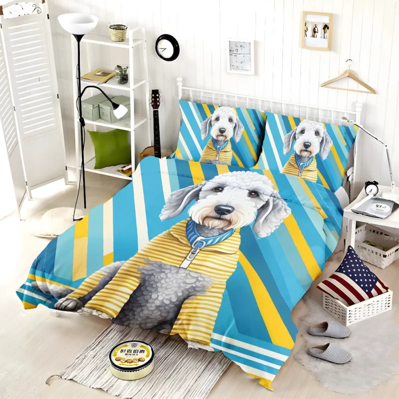 Energetic Bedlington Terrier Explorer Dog Joy Bedding Set