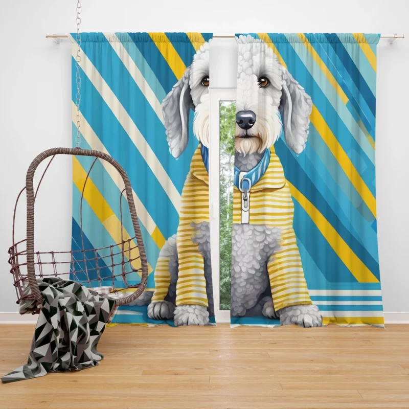 Energetic Bedlington Terrier Explorer Dog Joy Curtain