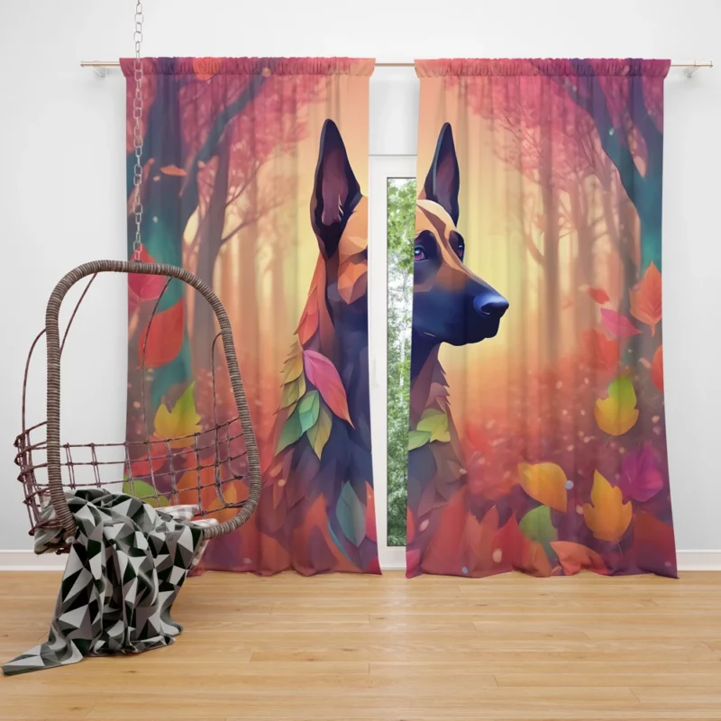 Energetic Belgian Malinois Dog Athlete Curtain