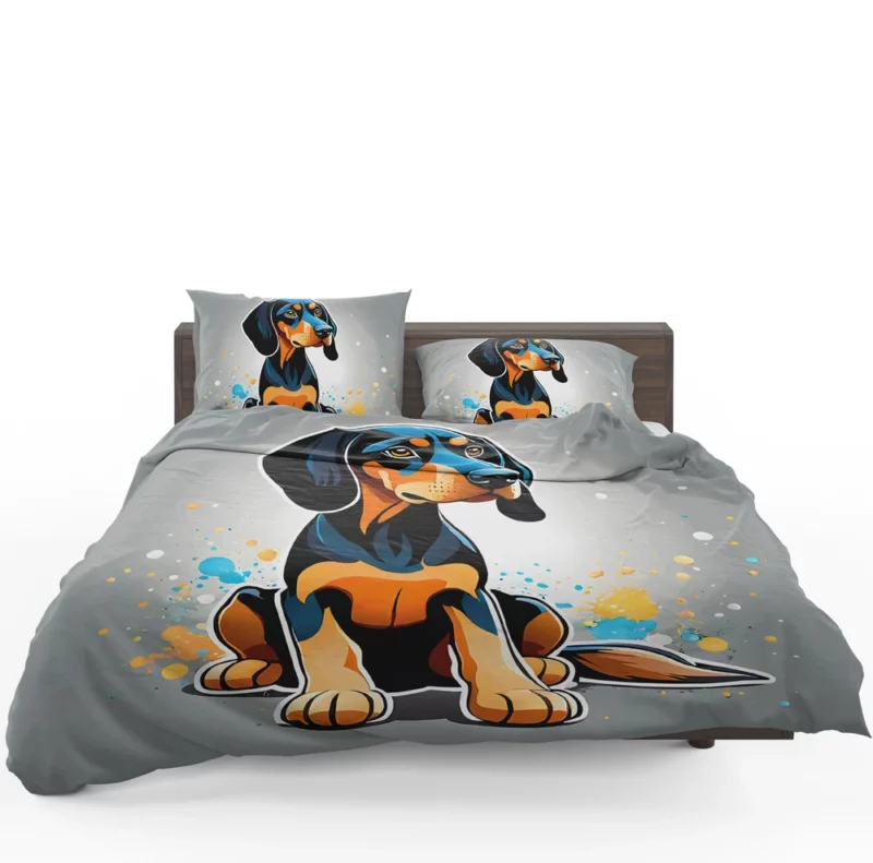 Energetic Black and Tan Coonhound Dog Explorer Bedding Set 1