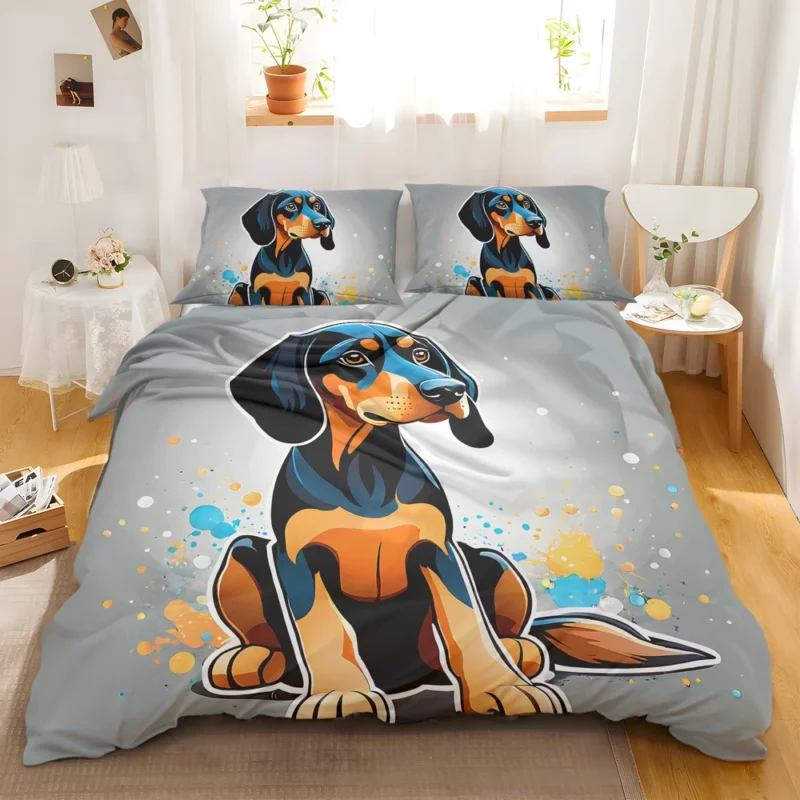 Energetic Black and Tan Coonhound Dog Explorer Bedding Set 2