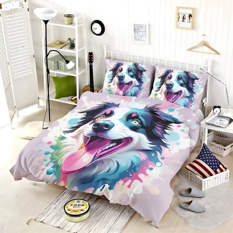 Energetic Border Collie Dog Enthusiast Bedding Set